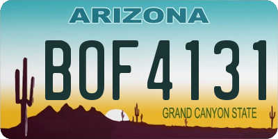 AZ license plate BOF4131