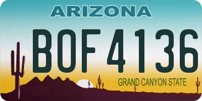 AZ license plate BOF4136