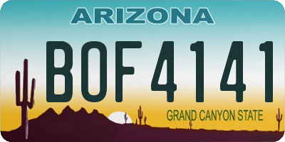 AZ license plate BOF4141