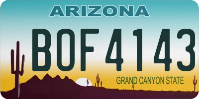 AZ license plate BOF4143