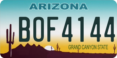 AZ license plate BOF4144