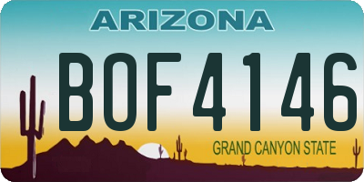 AZ license plate BOF4146