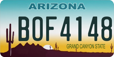 AZ license plate BOF4148