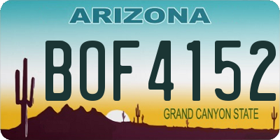 AZ license plate BOF4152