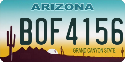 AZ license plate BOF4156