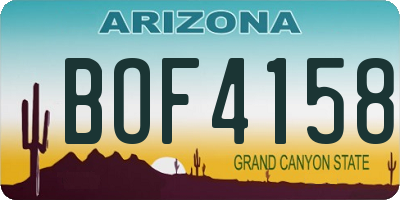 AZ license plate BOF4158