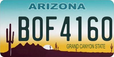 AZ license plate BOF4160
