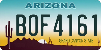 AZ license plate BOF4161