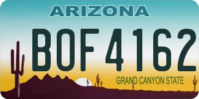 AZ license plate BOF4162