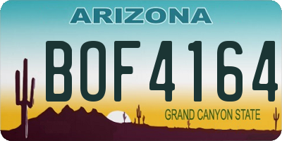 AZ license plate BOF4164