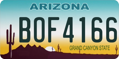 AZ license plate BOF4166