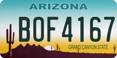 AZ license plate BOF4167