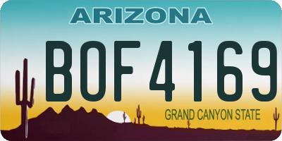 AZ license plate BOF4169