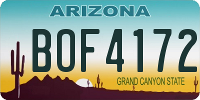 AZ license plate BOF4172