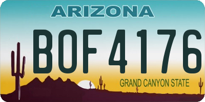 AZ license plate BOF4176