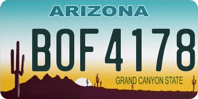 AZ license plate BOF4178