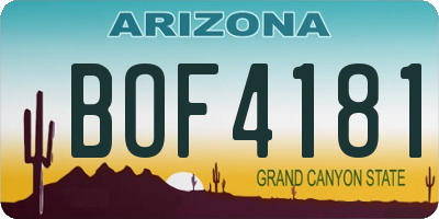 AZ license plate BOF4181