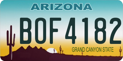 AZ license plate BOF4182