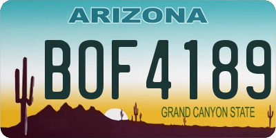 AZ license plate BOF4189