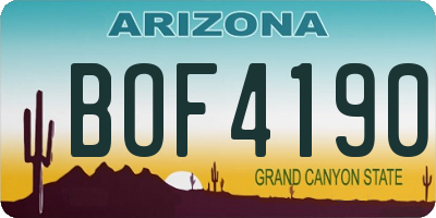 AZ license plate BOF4190