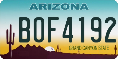 AZ license plate BOF4192