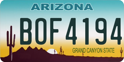 AZ license plate BOF4194