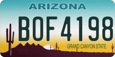 AZ license plate BOF4198
