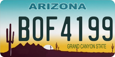 AZ license plate BOF4199