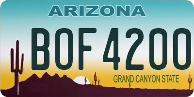 AZ license plate BOF4200