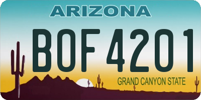 AZ license plate BOF4201