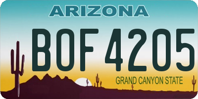 AZ license plate BOF4205