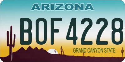 AZ license plate BOF4228