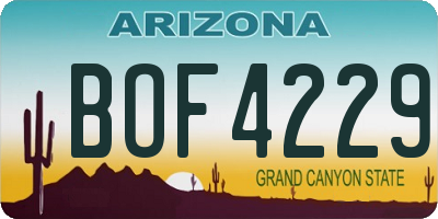 AZ license plate BOF4229