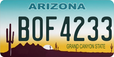 AZ license plate BOF4233