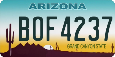 AZ license plate BOF4237