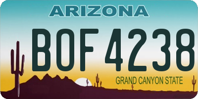 AZ license plate BOF4238