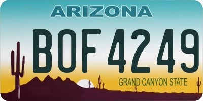 AZ license plate BOF4249