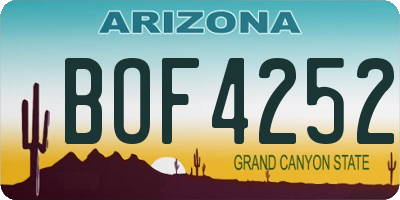AZ license plate BOF4252