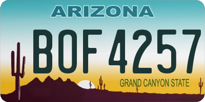 AZ license plate BOF4257