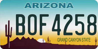 AZ license plate BOF4258