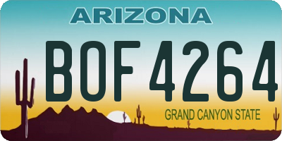 AZ license plate BOF4264