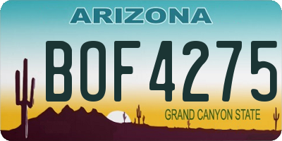 AZ license plate BOF4275