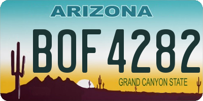 AZ license plate BOF4282
