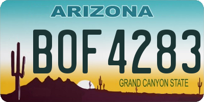 AZ license plate BOF4283