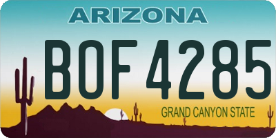 AZ license plate BOF4285