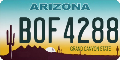 AZ license plate BOF4288