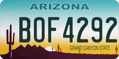 AZ license plate BOF4292