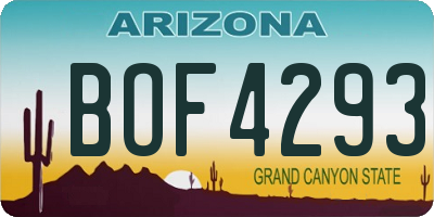 AZ license plate BOF4293