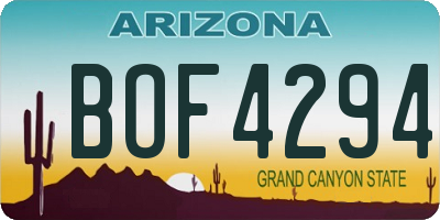 AZ license plate BOF4294