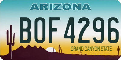 AZ license plate BOF4296